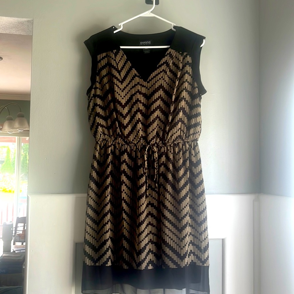 Enfocus Studio Mini Dress Black and Tan, Size 14